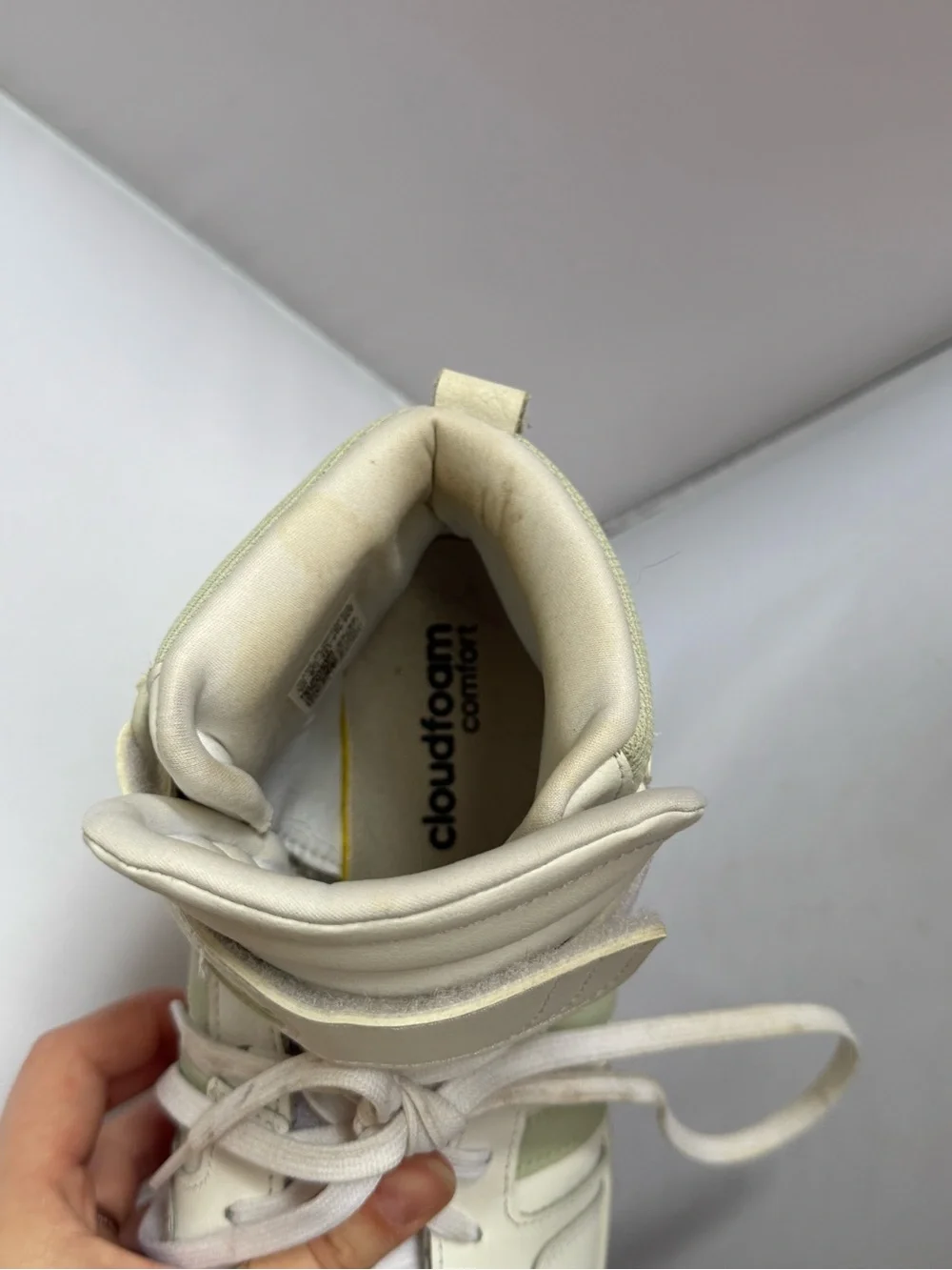 Adidas High-Top Sneakers in White and Sage Green Womens Size 10